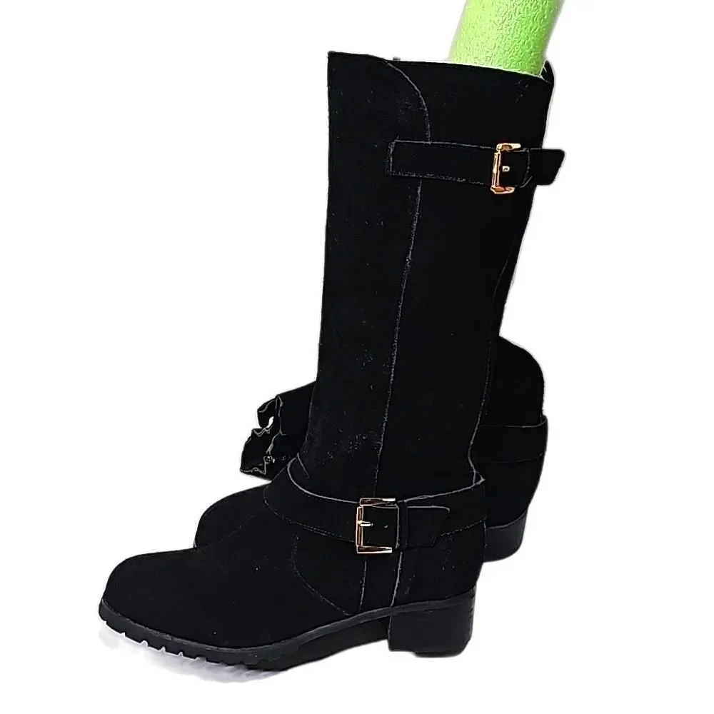 Campus Boots Black Suede Silvertone Hardware Size 7